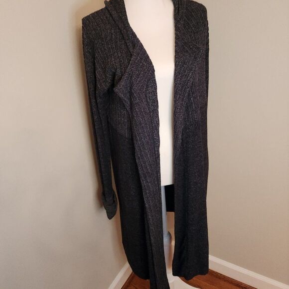 Gray hooded duster cardigan by Anthropologie - Picture 1 of 8